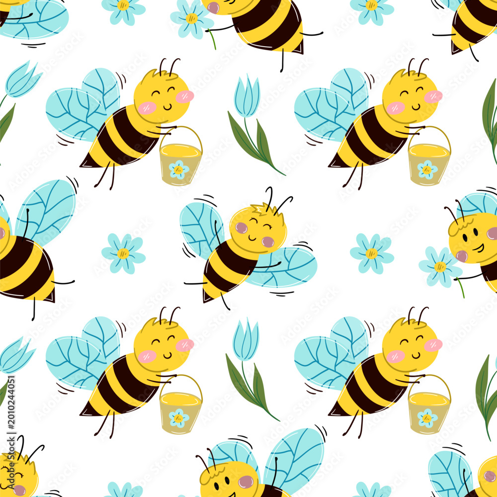 Fototapeta premium Seamless pattern. Spring print perfect for children's textile design, decor
