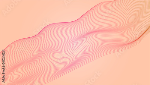 Red lines pattern wave surface on pink backdrop. Abstract background pastel wallpaper