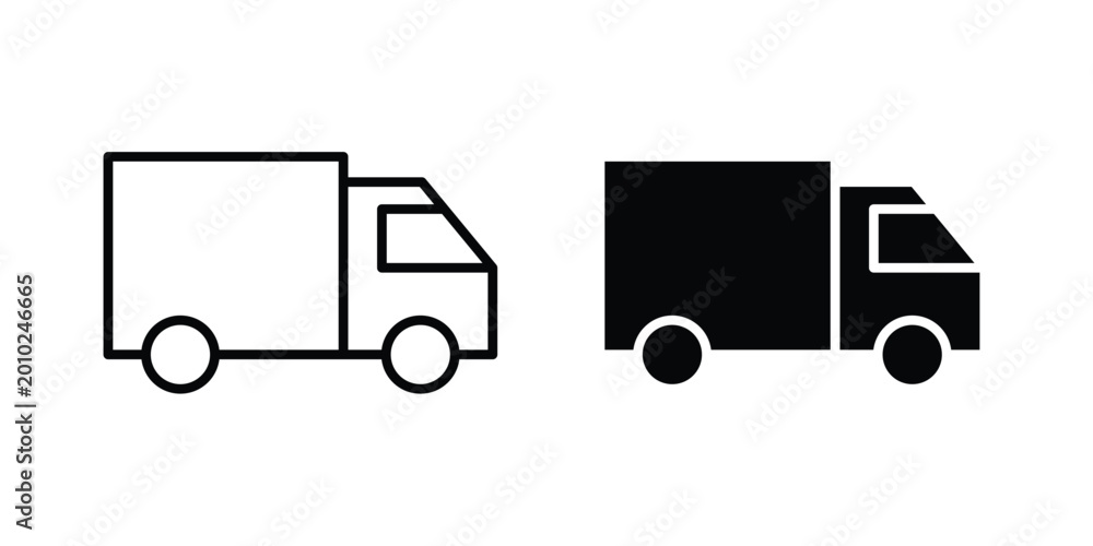 Fototapeta premium logistics truck icon vector pack in black color. Editable icons.