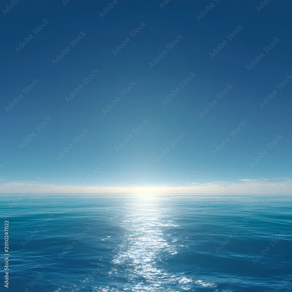 Obraz premium Calm Blue Ocean Horizon with Clear Sky Minimal Background