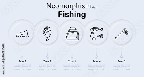Fotografía Fishing equipment set icon