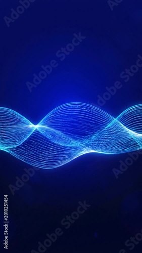 Abstract glowing blue wave pattern on a dark background
