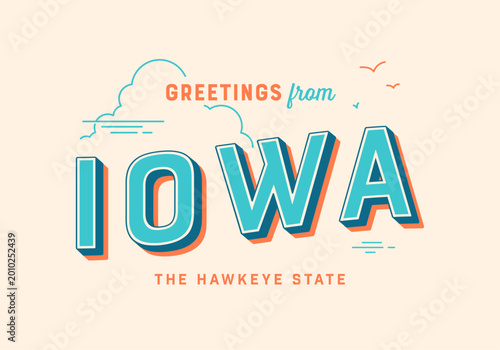 Obraz na płótnie Greetings from Iowa, USA - The Hawkeye State - Touristic Postcard