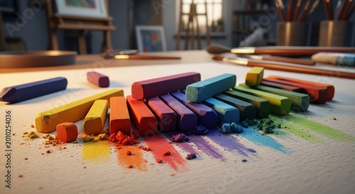 Artistic Pastels Arranged in a Spectrum of Colors