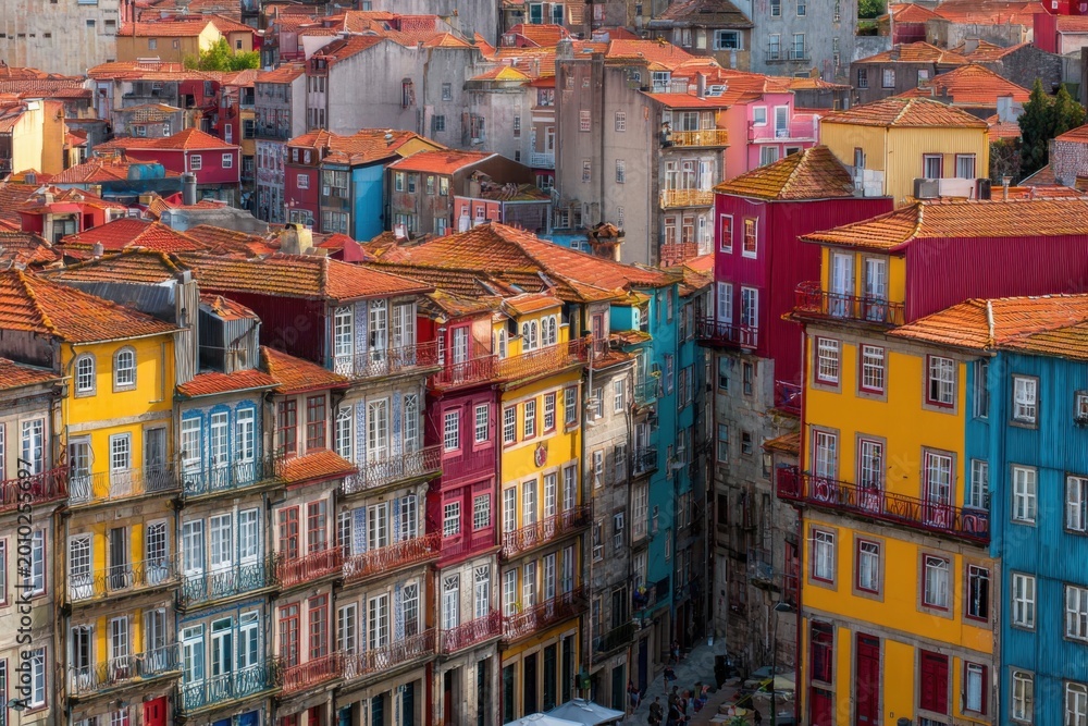 Obraz premium Colorful Buildings in Porto Portugal Old Town.