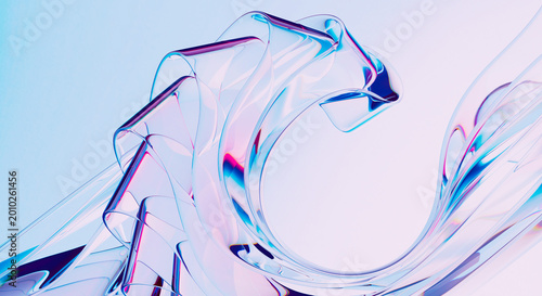 Photos Abstract Fluid Wave 3D Render with Iridescent Glass Effect and Modern Pastel Col