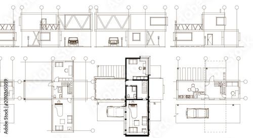  house plan sketch 3d illustration