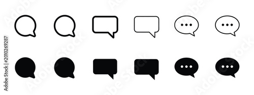 Εκτύπωση καμβά Chat icon set, speech bubble icons outline filled styles, messaging symbols UI c
