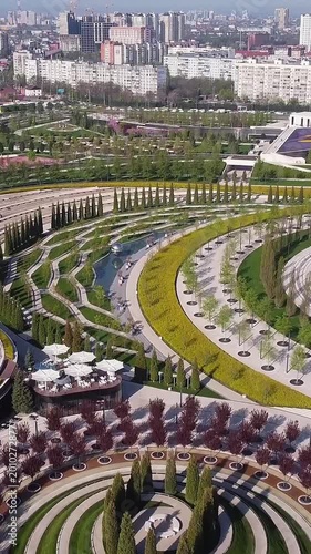 Aerial view of krasnodar park landscaping