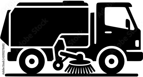 Street Sweeper Cleaning Truck Silhouette