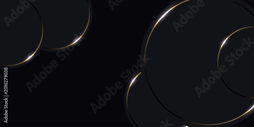 Принти на полотні Abstract dark background with circle shape decoration and luxurious shiny gold border