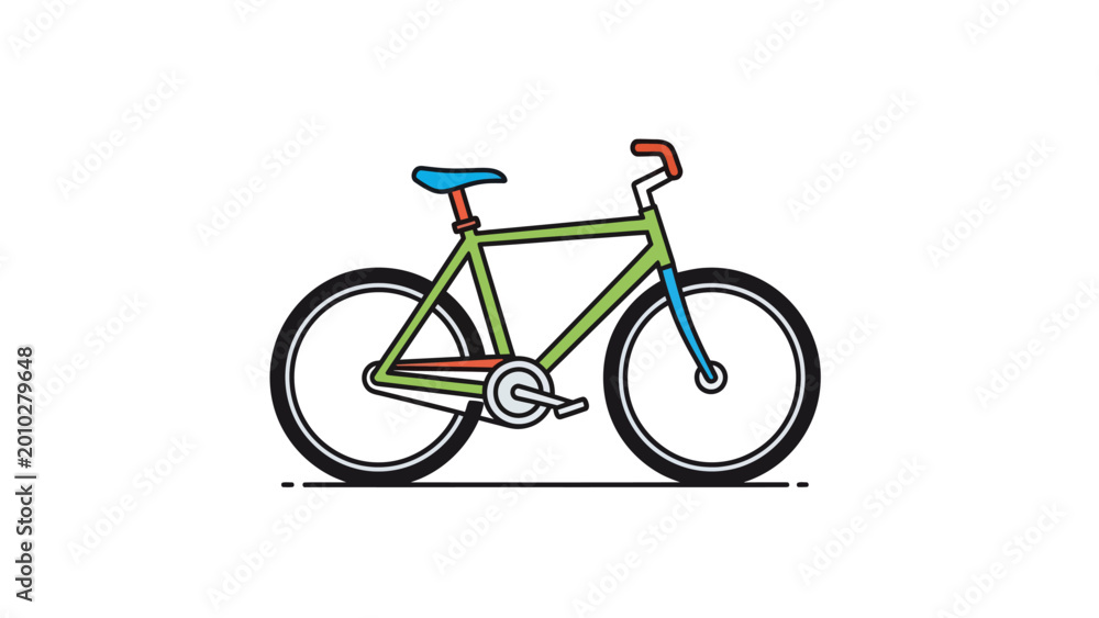 Obraz premium Vintage green bicycle with blue seat isolated on white background