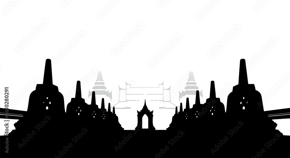 Naklejka premium Wat Arun Temple Silhouette Bangkok Thailand.