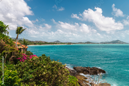 Schilderij op canvas Tropical coastline view over Chaweng Noi bay and Chaweng Beach on Koh Samui isla