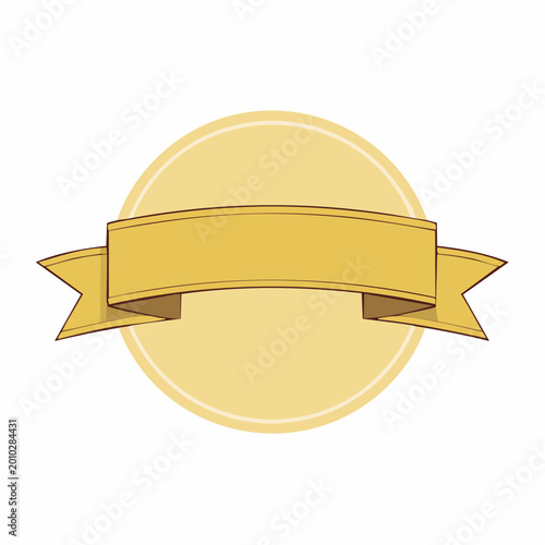 Yellow Ribbon Banner with Circle Background