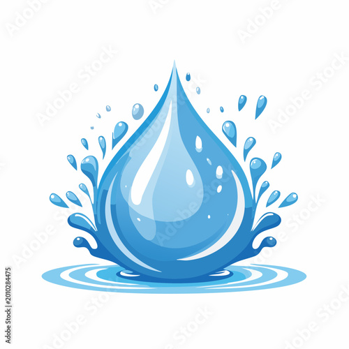 Blue Water Drop Splash