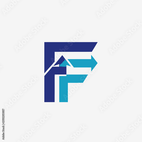 Letter F logo with arrow design.