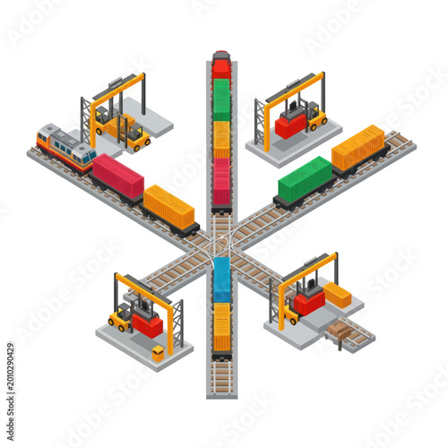 Photos Toy train cars on tracks platform.