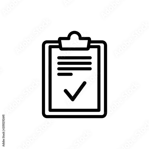 Inspection Document Icon Black Outline Vector Illustration Isolated White Background