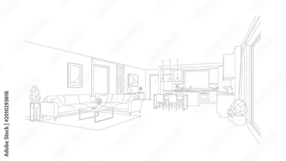 Obraz premium Interior design blueprint of a room.