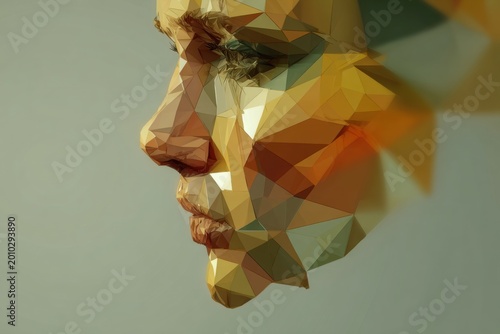 Human face in profile with low-poly geometric style