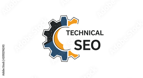Technical SEO and digital marketing concept with gear icon