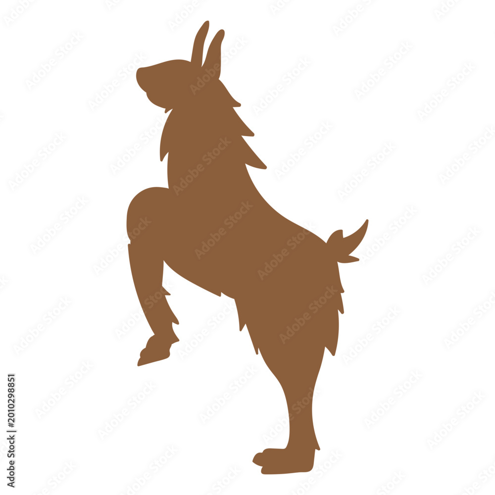 Naklejka premium Llama on hind legs silhouette