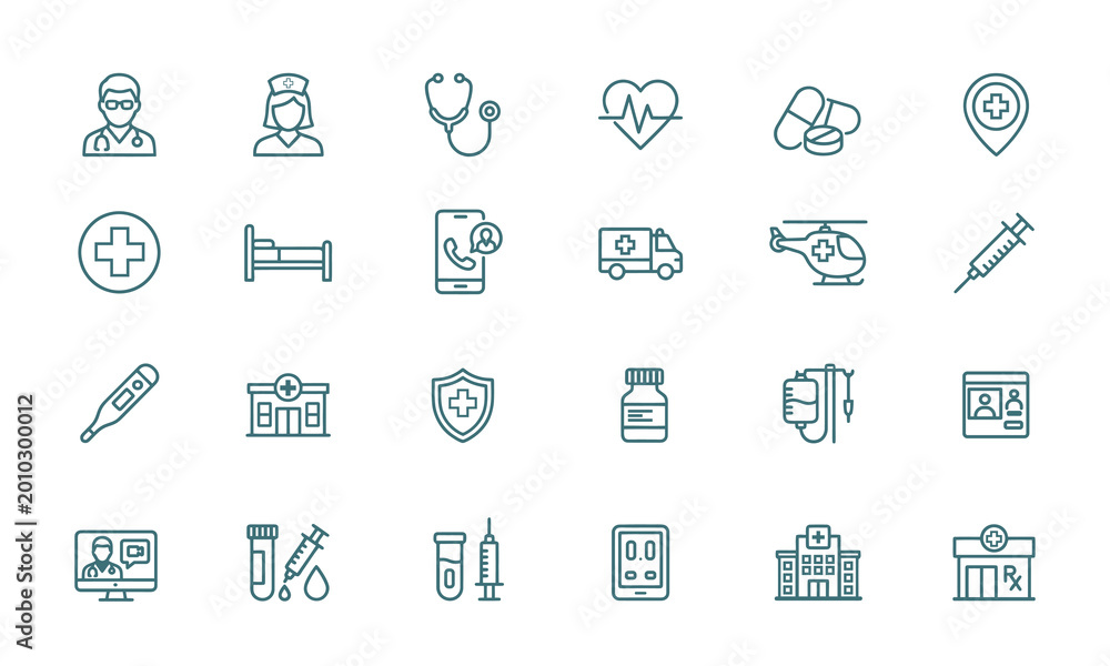 Fototapeta premium medical healthcare line icons set