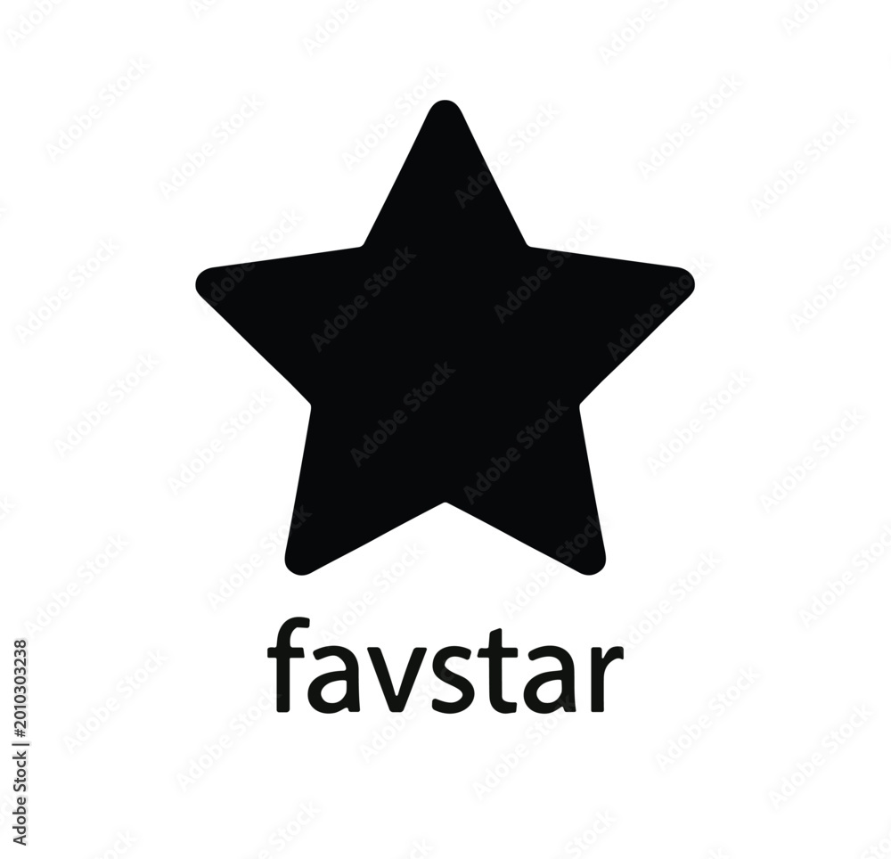 Fototapeta premium Black star symbol with favstar text