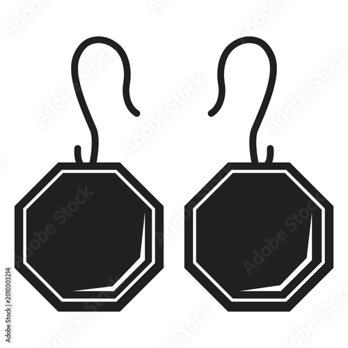 Obraz na plátne Octagon earrings black icon