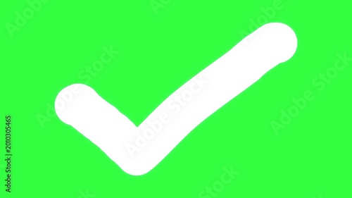 Premium White  Check Mark Animation - Hand Drawn Smooth Motion on Green Screen