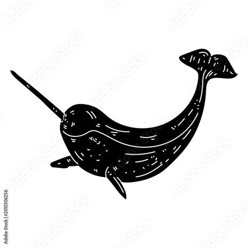Canvastavla Narwhal tail tusk flipper silhouette detail