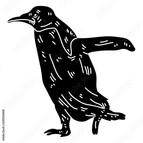 Εκτύπωση καμβά Penguin wing beak silhouette detail
