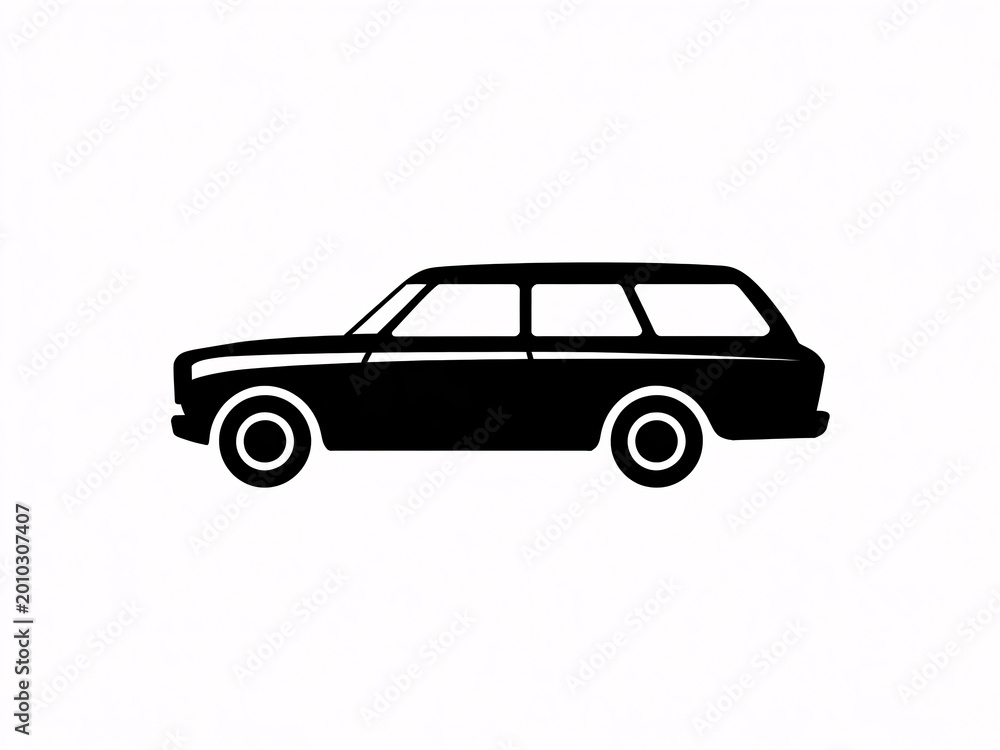 Fototapeta premium Black station wagon car silhouette for transportation and automotive design, minimalist vector icon