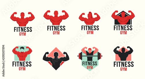 Cuadro en lienzo A bold graphic illustration of a muscular man flexing his arm, ideal for gym branding, fitness marketing, and health center advertising