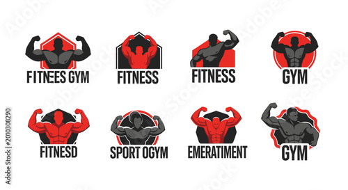 Powerful red silhouette of a bodybuilder flexing muscles, ideal for gym branding and health motivation graphics.