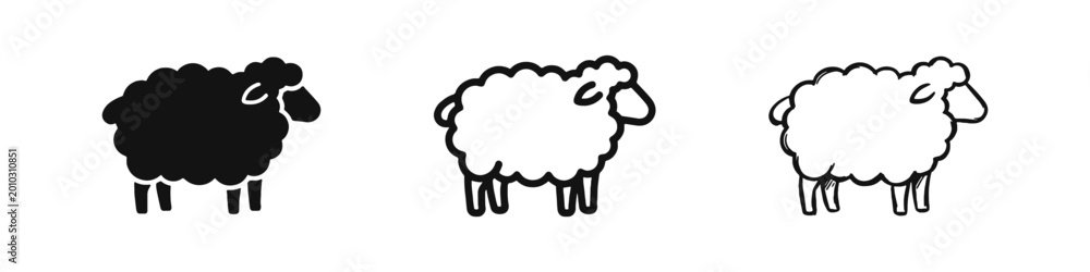 Obraz premium Sheep Livestock and Animal Farm Icon Set