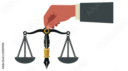 Quadro su tela Justice scales held by hand symbolizing law and legal professional system