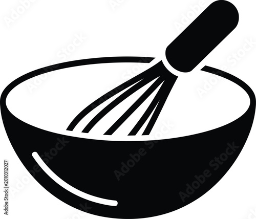Bild auf Leinwand Minimalist mixing bowl and whisk icon for bakery logo design or culinary arts vector illustration