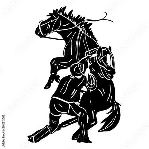 Cowboy taming horse