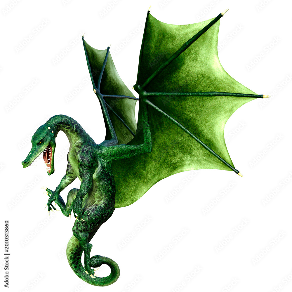 Fototapeta premium 3D Rendering Fairy Tale Dragon on White