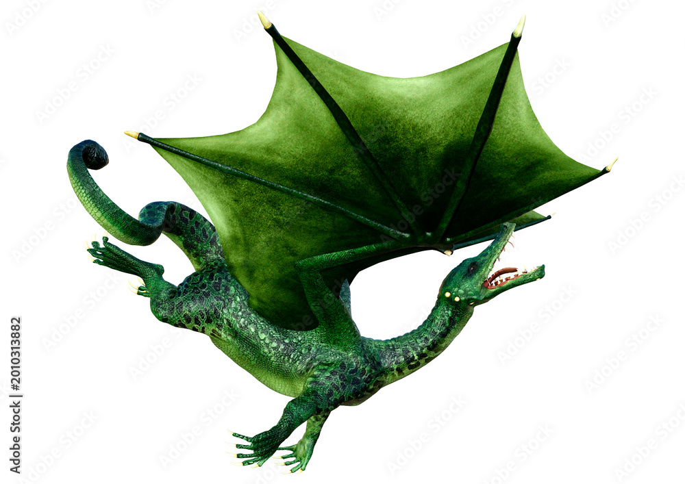 Fototapeta premium 3D Rendering Fairy Tale Dragon on White
