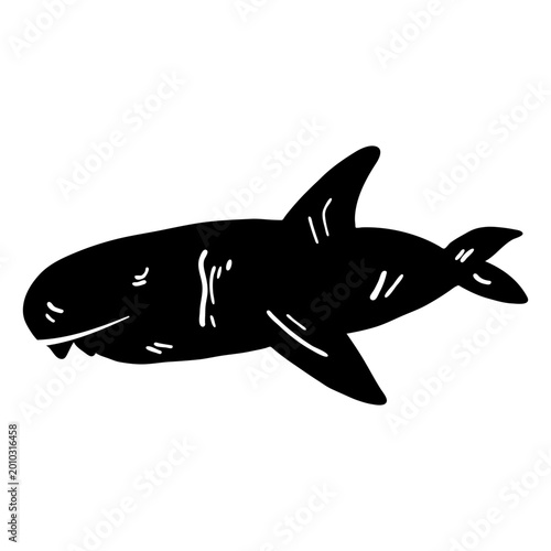 Foto Whale cachalot flipper tail giant detailed silhouette