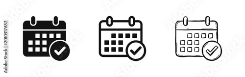 Canvastavla Calendar Checkmark Icon Set - Schedule Planning and Completed Task Symbols