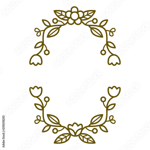 Foto Oval floral frame stroke design