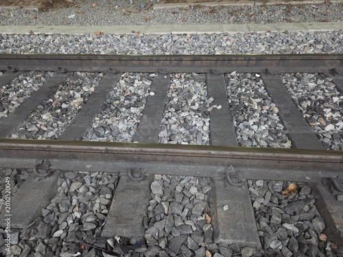 railroad tracks in the snow