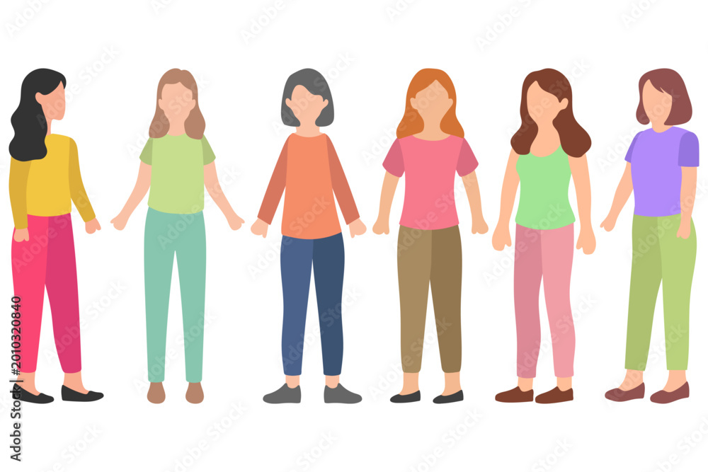 Fototapeta premium Diverse Group of Women Standing Together Illustration