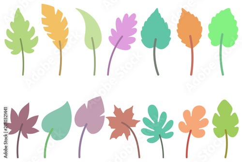 Collection of Colorful Leaves Illustration