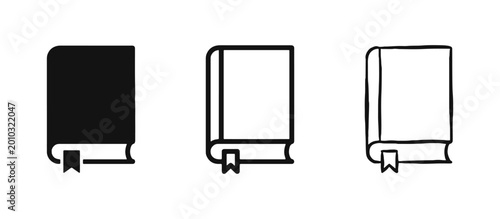 Obraz na plátně Education or Reading Icons Set, Closed Book with Bookmark Symbol, Knowledge and