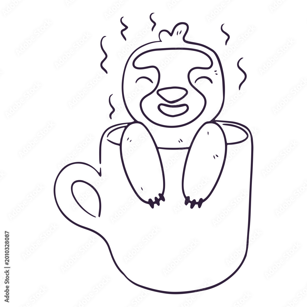 Obraz premium Cute sloth mug stroke cartoon
